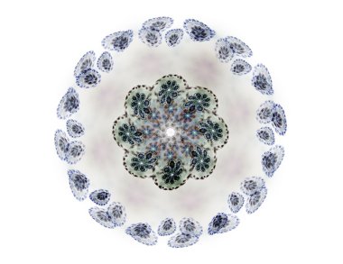 Temel parçacıklar serisi. Nükleer fizik ve grafik tasarımı konularında soyut fraktal formların etkileşimi.