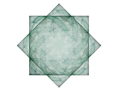 Temel parçacıklar serisi. Nükleer fizik ve grafik tasarımı konularında soyut fraktal formların etkileşimi.