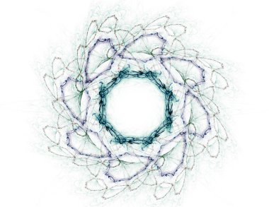 Temel parçacıklar serisi. Nükleer fizik ve grafik tasarımı konularında soyut fraktal formların etkileşimi.