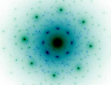 Temel parçacıklar serisi. Nükleer fizik ve grafik tasarımı konularında soyut fraktal formların etkileşimi.