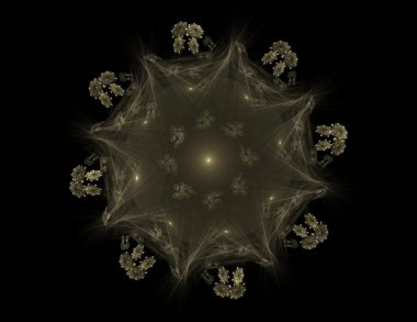 Temel parçacıklar serisi. Nükleer fizik ve grafik tasarımı konularında soyut fraktal formların etkileşimi.