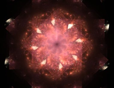 Temel parçacıklar serisi. Nükleer fizik ve grafik tasarımı konularında soyut fraktal formların etkileşimi.