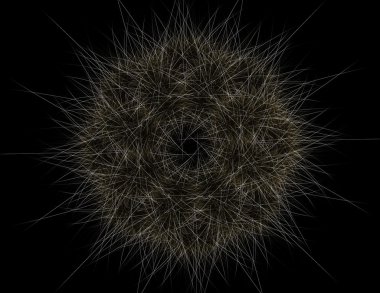 Temel parçacıklar serisi. Nükleer fizik ve grafik tasarımı konularında soyut fraktal formların etkileşimi