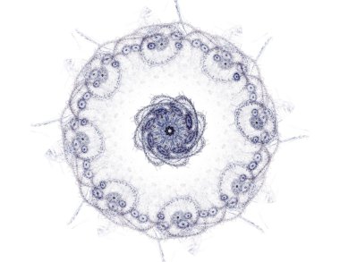 Temel parçacıklar serisi. Nükleer fizik ve grafik tasarımı konularında soyut fraktal formların etkileşimi.