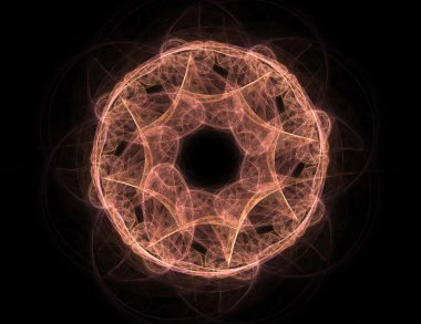 Temel parçacıklar serisi. Nükleer fizik ve grafik tasarımı konularında soyut fraktal formların etkileşimi.