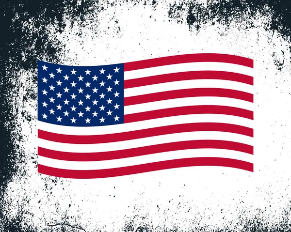 Vector Illustratie Van Golvende Amerikaanse Vlag Grunge Achtergrond Verenigde Staten — Stockvector