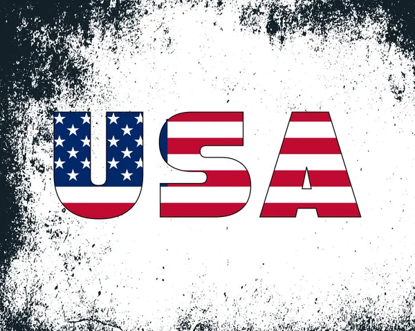 Usa Tekst Met Amerikaanse Vlag Tekst Vector Illustratie Grunge Achtergrond — Stockvector