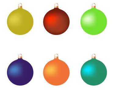 Renkli noel baloları. Münferit gerçekçi dekorasyon seti. Vektör illüstrasyonu.