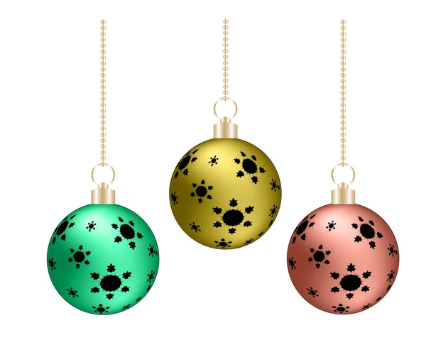 Christmas Balls Different Colors Hanging Vector Illustration — Stock Vector