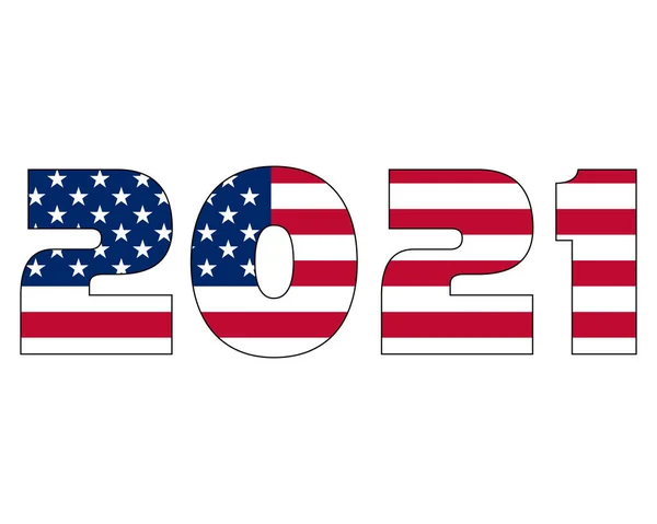 Text 2021 Mit Amerikanischer Flagge Text Vektorillustration Auf Weißem Hintergrund — Stockvektor