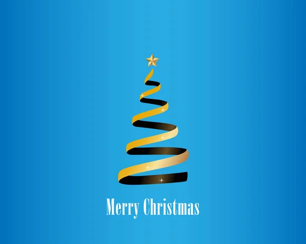 Grußkarte Frohe Weihnachten Hintergrund Vektor Illustration Weihnachtsbaum Mit Leuchtenden Sternen — Stockvektor
