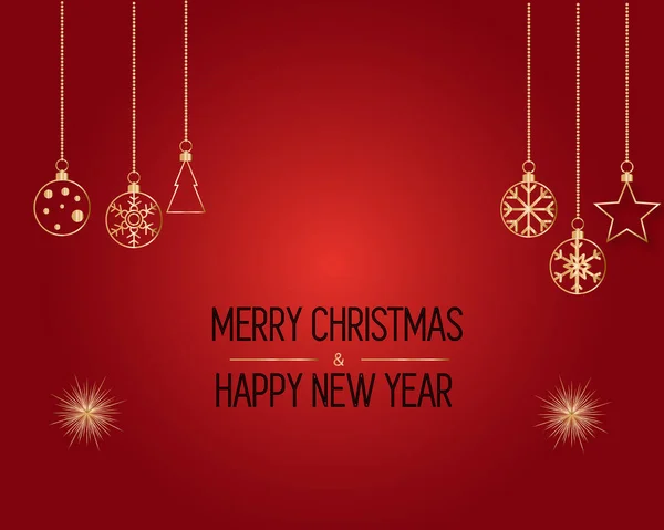 Zlatý Text Tmavočerveném Pozadí Veselé Vánoce Šťastný Nový Rok Nápisy — Stockový vektor