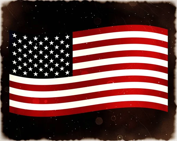 Старая Иллюстрация Размахивания Американским Флагом Абстрактный Фон Оттенок Сепии — стоковое фото