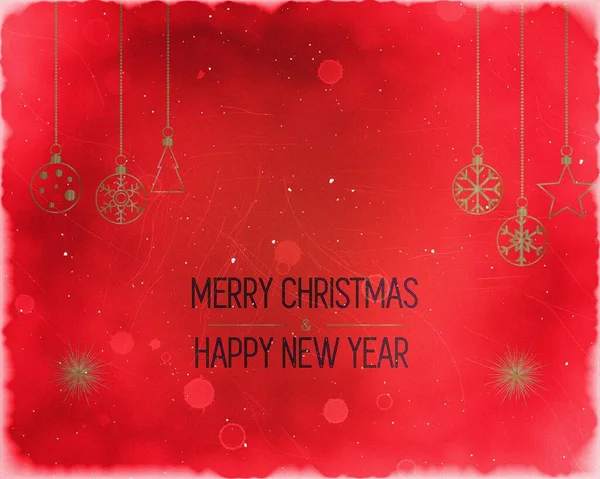 Golden Text Dark Red Background Merry Christmas Happy New Year — Stock Photo, Image