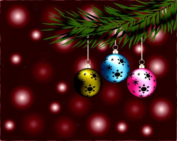 松の木に吊るされた美しいクリスマスボール — ストック写真