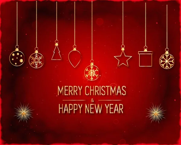 Zlatý Text Tmavočerveném Pozadí Veselé Vánoce Šťastný Nový Rok Nápisy — Stock fotografie