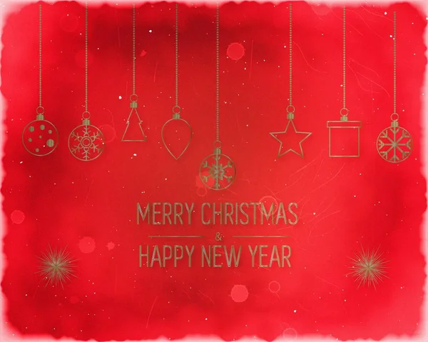 Golden Text Dark Red Background Merry Christmas Happy New Year — Stock Photo, Image