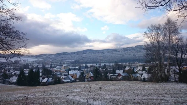 Fantastisk Utsikt Över Den Högsta Bergsbyn Pittoresk Och Vacker Scen — Stockfoto