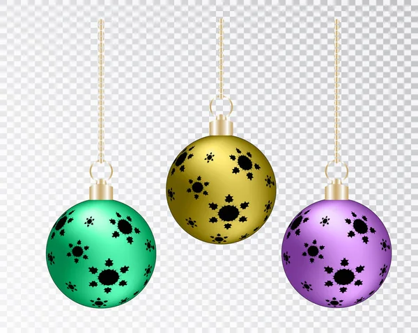 Glazen Doorzichtig Kerstbal Kerstglazen Kerstbal Transparante Ondergrond Vakantie Decoratie Sjabloon — Stockvector