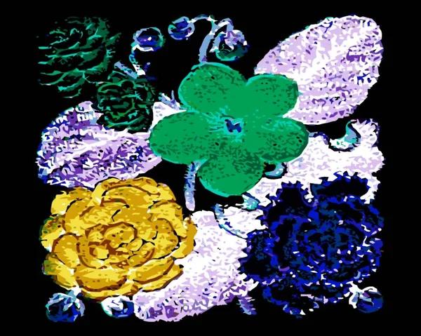 Set Composizioni Floreali Fiori Acquerello Con Foglie Verdi Illustrazione Fiori — Foto Stock