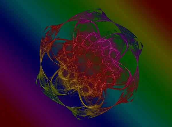 Glanzende kleurrijke fractal mandala, digitale kunst — Stockfoto