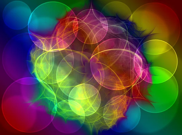 Shiny colorful fractal mandala, digital artwork — Stock Photo, Image