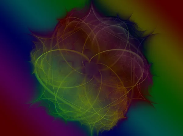 闪亮的彩色分形曼荼罗，数码艺术作品 — 图库照片