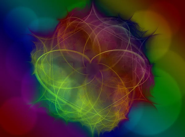 Mandala fractal colorido brillante, obra de arte digital — Foto de Stock