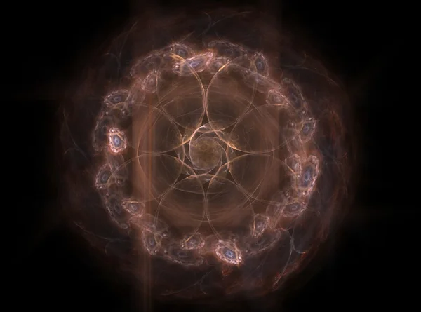Cyfrowy fraktal spirala sztuka na czarnym tle — Zdjęcie stockowe