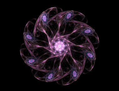 Temel parçacıklar serisi. Nükleer fizik ve grafik tasarımı konularında soyut fraktal formların etkileşimi.