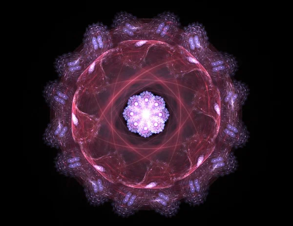 Vidro colorido floral manchado, ilustração de arte fractal digital — Fotografia de Stock