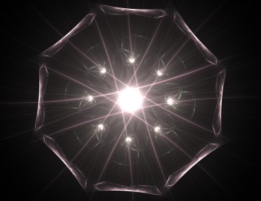 Temel parçacıklar serisi. Nükleer fizik ve grafik tasarımı konularında soyut fraktal formların etkileşimi.