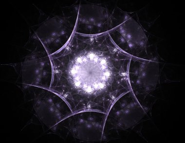 Temel parçacıklar serisi. Nükleer fizik ve grafik tasarımı konularında soyut fraktal formların etkileşimi.