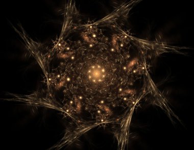 Temel parçacıklar serisi. Nükleer fizik ve grafik tasarımı konularında soyut fraktal formların etkileşimi.