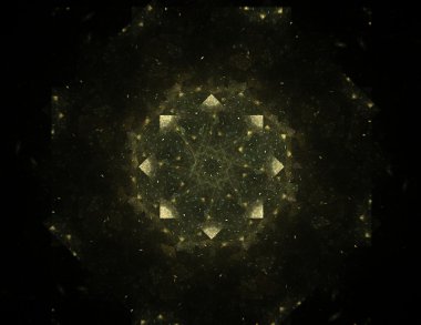 Temel parçacıklar serisi. Nükleer fizik ve grafik tasarımı konularında soyut fraktal formların etkileşimi.