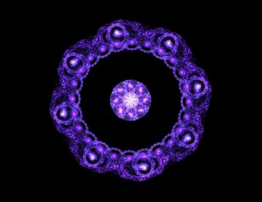 Temel parçacıklar serisi. Nükleer fizik ve grafik tasarımı konularında soyut fraktal formların etkileşimi.