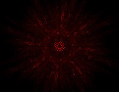 Temel parçacıklar serisi. Nükleer fizik ve grafik tasarımı konularında soyut fraktal formların etkileşimi.