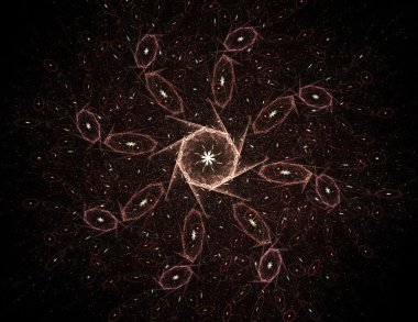 Temel parçacıklar serisi. Nükleer fizik ve grafik tasarımı konularında soyut fraktal formların etkileşimi.