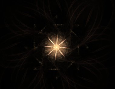 Temel parçacıklar serisi. Nükleer fizik ve grafik tasarımı konularında soyut fraktal formların etkileşimi.