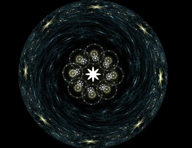 Bilim, teknoloji ve tasarım konularında fraktal radyal desen 