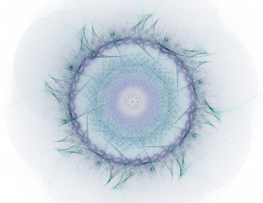 Temel parçacıklar serisi. Nükleer fizik ve grafik tasarımı konularında soyut fraktal formların etkileşimi.