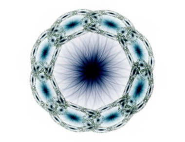 Temel parçacıklar serisi. Nükleer fizik ve grafik tasarımı konularında soyut fraktal formların etkileşimi.