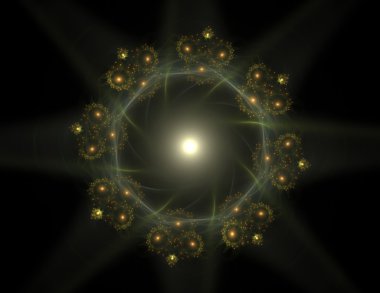 Bilim, teknoloji ve tasarım konularında fraktal radyal desen 