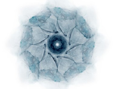 Temel parçacıklar serisi. Nükleer fizik ve grafik tasarımı konularında soyut fraktal formların etkileşimi.