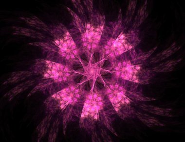 Temel parçacıklar serisi. Nükleer fizik ve grafik tasarımı konularında soyut fraktal formların etkileşimi.