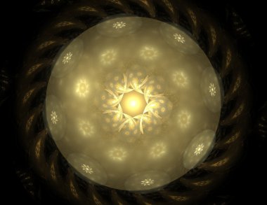 Temel parçacıklar serisi. Nükleer fizik ve grafik tasarımı konularında soyut fraktal formların etkileşimi.