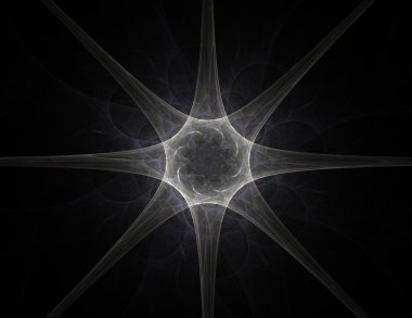 Temel parçacıklar serisi. Nükleer fizik ve grafik tasarımı konularında soyut fraktal formların etkileşimi.