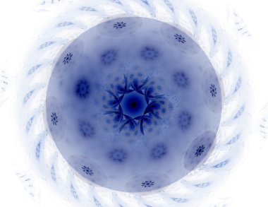 Temel parçacıklar serisi. Nükleer fizik ve grafik tasarımı konularında soyut fraktal formların etkileşimi.