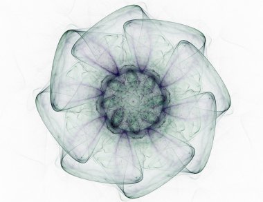 Temel parçacıklar serisi. Nükleer fizik ve grafik tasarımı konularında soyut fraktal formların etkileşimi.