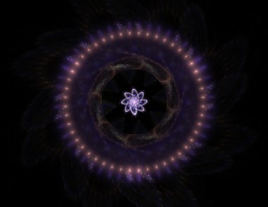 Temel parçacıklar serisi. Nükleer fizik ve grafik tasarımı konularında soyut fraktal formların etkileşimi.